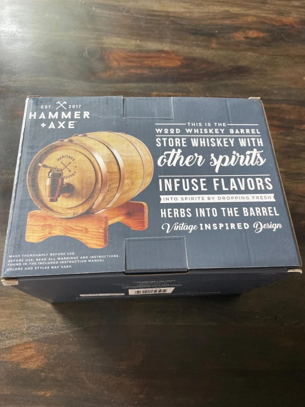 NEW Hammer + Axe Wood Whiskey Barrel